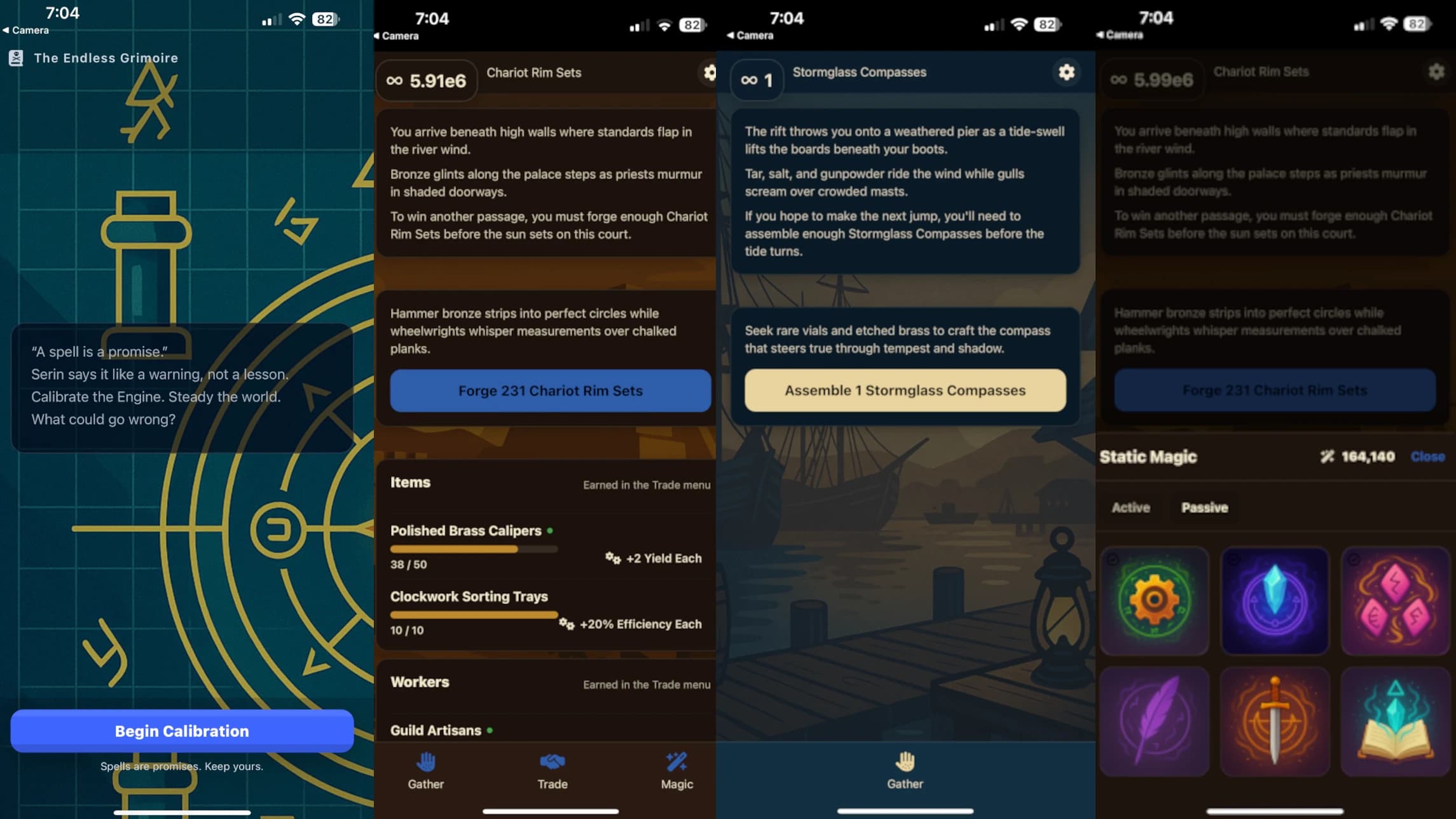 Endless Grimoire spell-craft idle game interface