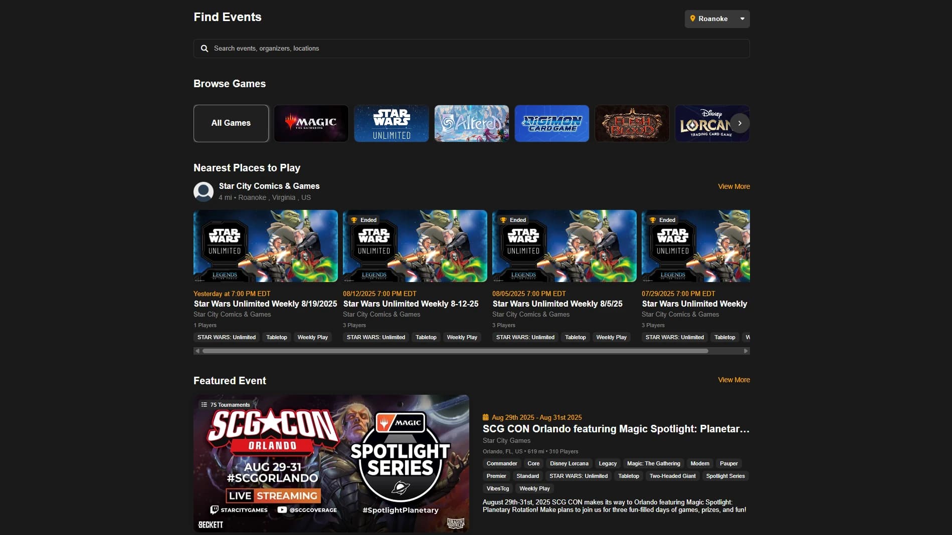 Esports platform interface mockup